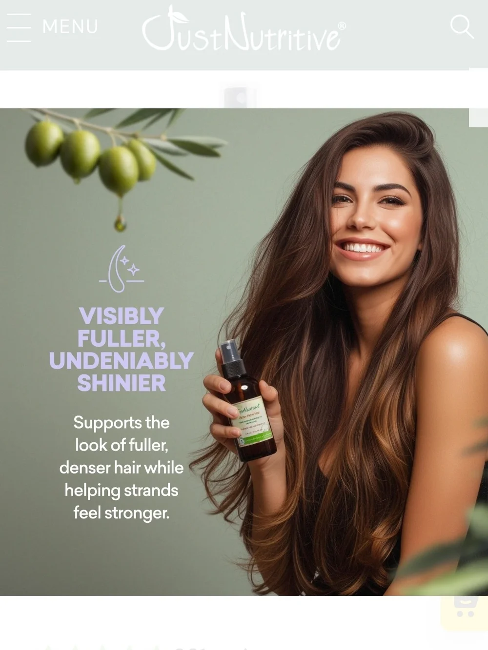 Just Nutritive Grow New Hair Natural Treatment Spray 4oz New